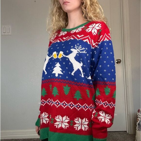 Men’s Multi colored Super Soft Christmas Sweater by Jolly Sweaters Sz Lg - Picture 3 of 7